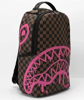 Sprayground Pink Drip DLX Brown Checkered Backpack