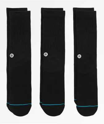 Stance Icon Black 3 Pack Crew Socks