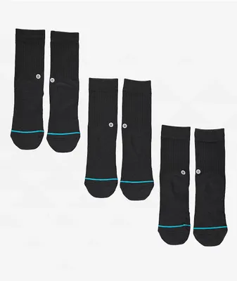 Stance Kids Icon Black 3 Pack Crew Socks