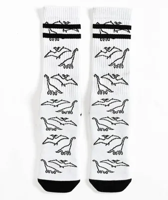 Stinky Socks Dino White Crew Socks