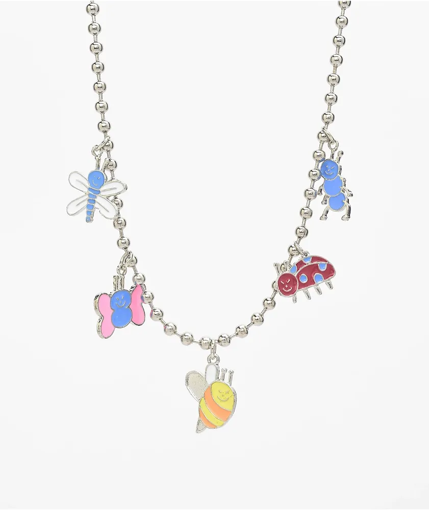 Stone + Locket Bug Off 18" Silver Charm Necklace