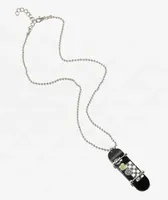 Stone + Locket Check Deck 10" Silver Necklace