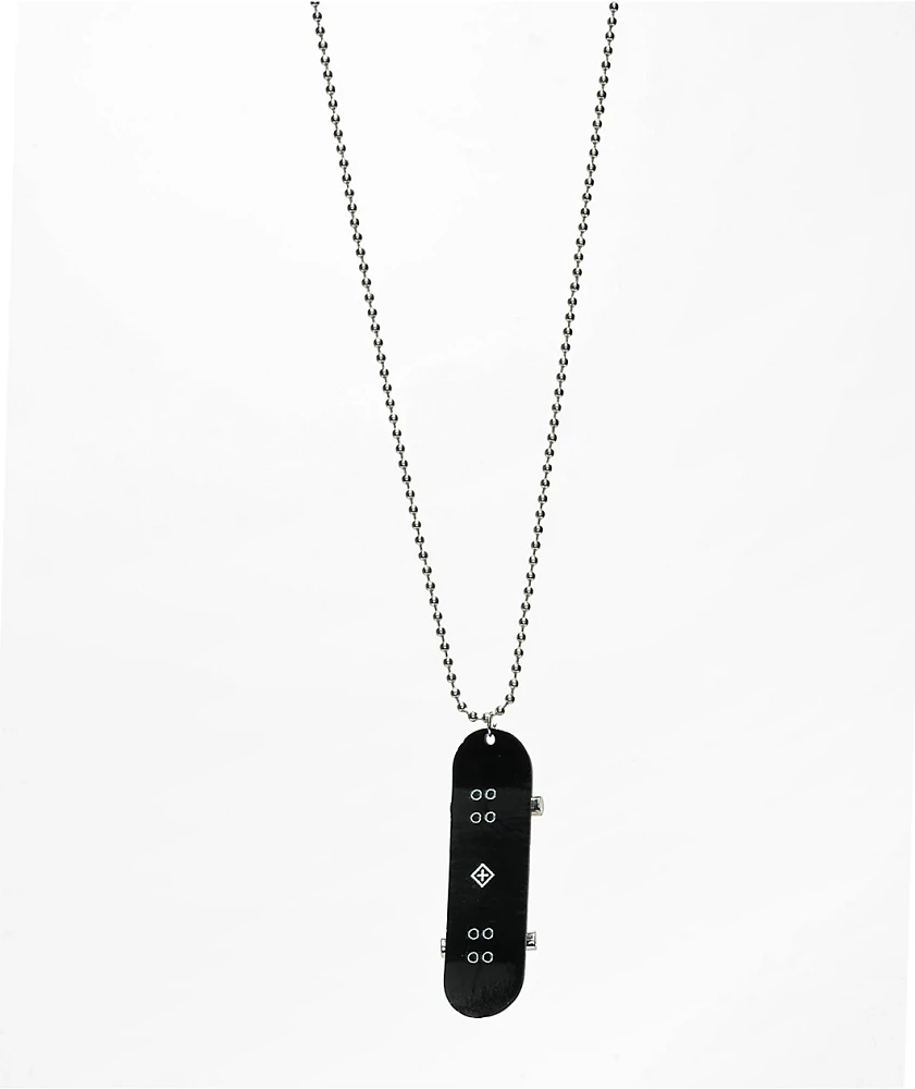 Stone + Locket Check Deck 10" Silver Necklace