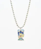 Stone + Locket Chibi Girl Silver Pendant Necklace