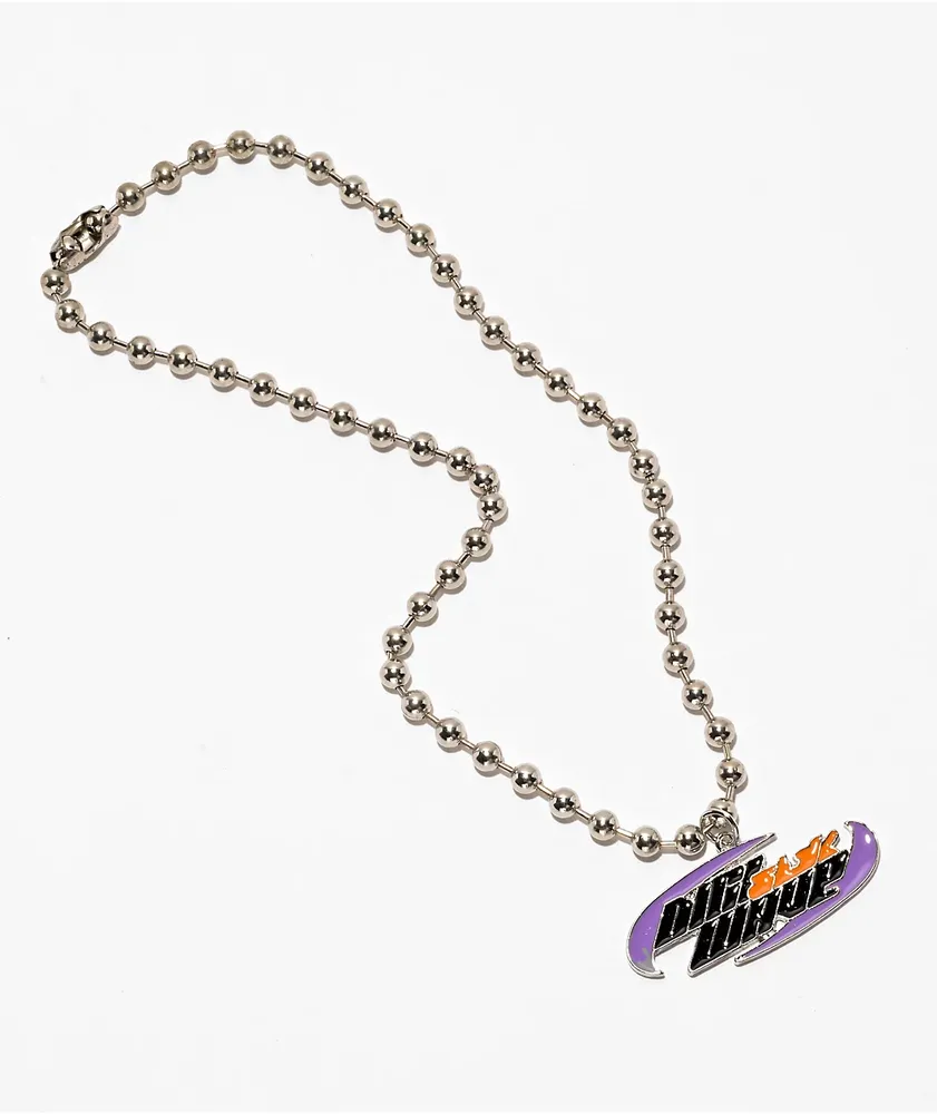 Stone + Locket Digi Wave Silver Necklace