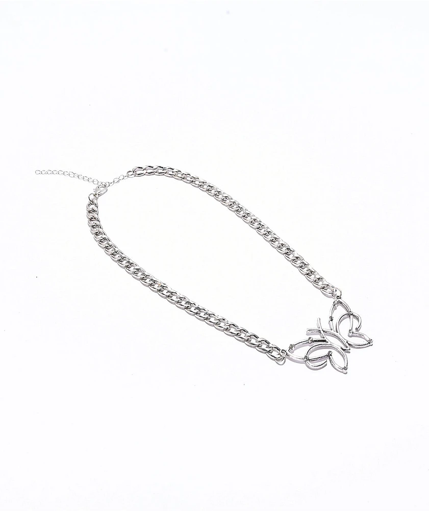 Stone + Locket Drew Butterfly Necklace