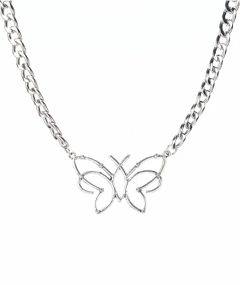 Stone + Locket Drew Butterfly Necklace