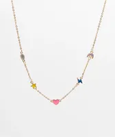 Stone + Locket Good Luck Gold Choker Necklace