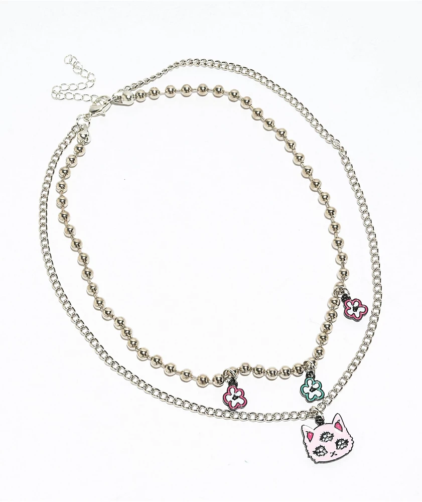Stone + Locket Here Kitty Necklace