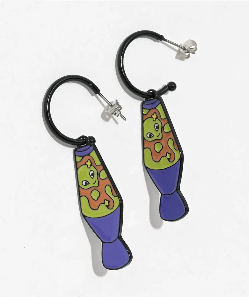 Stone + Locket Lava Lamp Charm Earrings