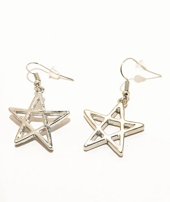 Stone + Locket Pentagram Star Earrings