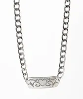 Stone + Locket Rhinestone Heart 14.25" Silver Chain Necklace