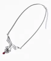 Stone + Locket Spider 18" Silver Chain Necklace