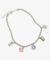 Stone + Locket Throwback Silver Choker Necklace
