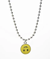 Stone + Locket Upside Down Smile 16" Silver Charm Necklace