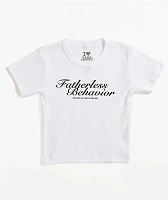 Tara Yummy Fatherless Behavior White Crop T-Shirt