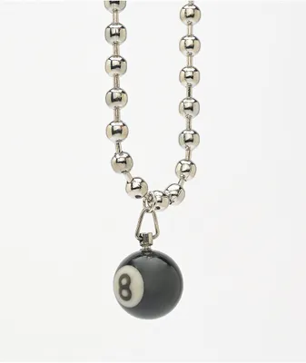 Teen Hearts 8-Ball 7" Silver Beaded Necklace