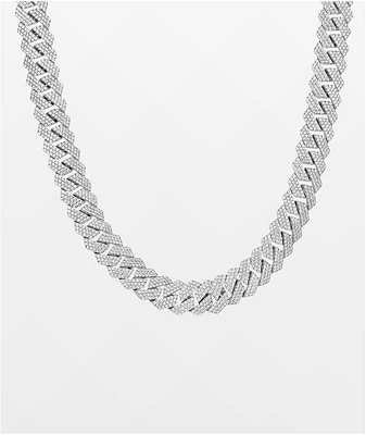 The Gold Gods 18" 3 Row Diamond White Gold Cuban Chain Necklace