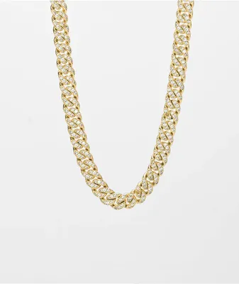The Gold Gods 8mm Micro Diamond Cuban 18" Gold Necklace