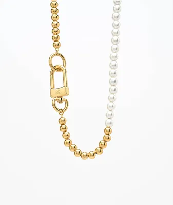 The Gold Gods Half Pearl 18" Gold Chain Necklace