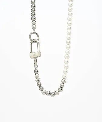 The Gold Gods Half Pearl 18" White Gold Chain Necklace
