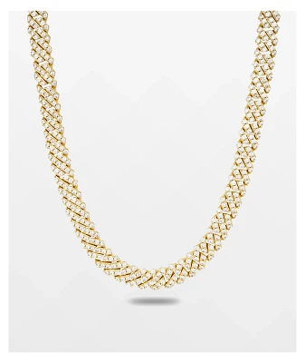 The Gold Gods Straight Edge 8mm 22" Gold Diamond Cuban Link Choker Chain Necklace