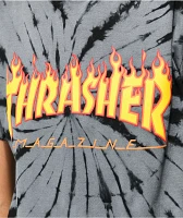 Thrasher Flame Logo Black & Grey Tie Dye T-Shirt