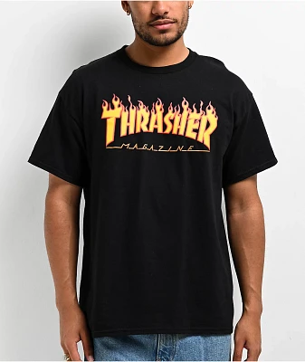 Thrasher Flame Logo Black T-Shirt
