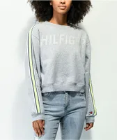 Tommy Hilfiger Grey Crop Crewneck Sweatshirt