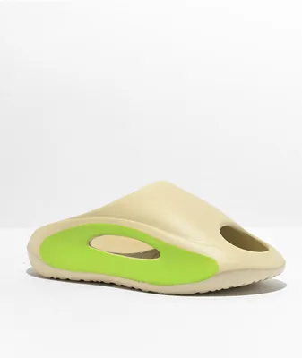 Trillium Palmer Tan & Green Slide Sandals