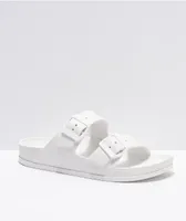 Trillium White 2 Strap Slide Sandals
