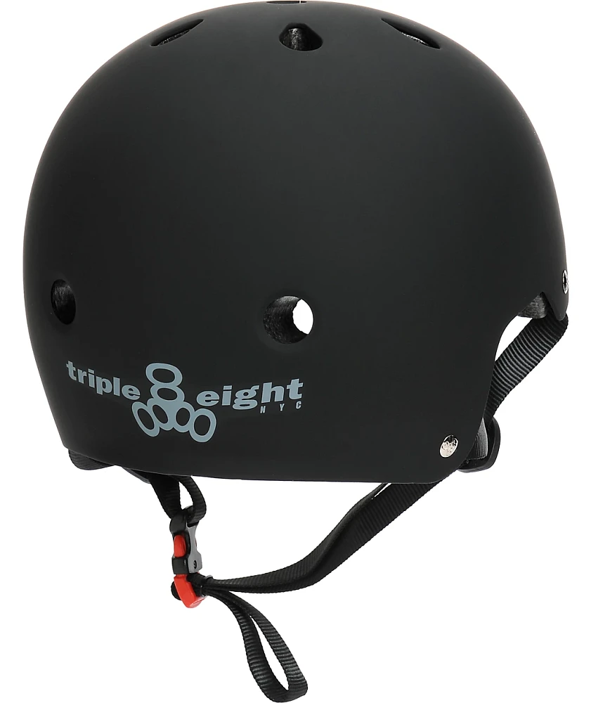 Triple Eight Dual Certified Black Rubber Skateboard Helmet
