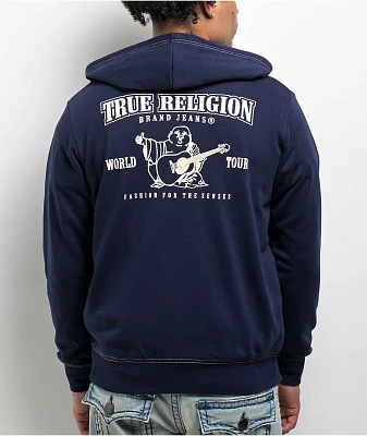 True Religion Classic Logo Blue Zip Hoodie
