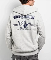 True Religion Classic Logo Heather Grey Zip Hoodie