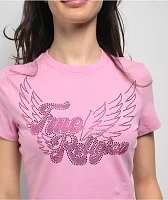 True Religion Crystal Wing Pink Crop T-Shirt