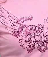 True Religion Crystal Wing Pink Crop T-Shirt