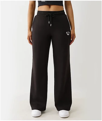 True Religion Lurex Buddha Black Straight Leg Sweatpants