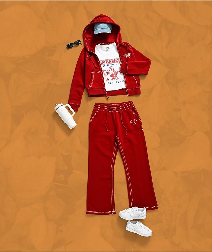 True Religion Super T Fleece Ruby Red Sweatpants