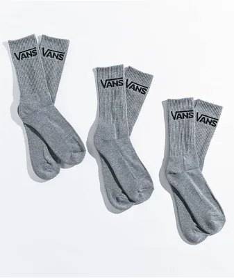 Vans Kids' Classic Grey 3 Pack Crew Socks