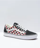 Vans Old Skool ComfyCush Drop V Black, White & Red Checkerboard Skate Shoes
