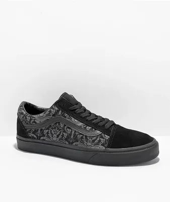 Vans Old Skool Skull Tapestry Raven & Black Skate Shoes