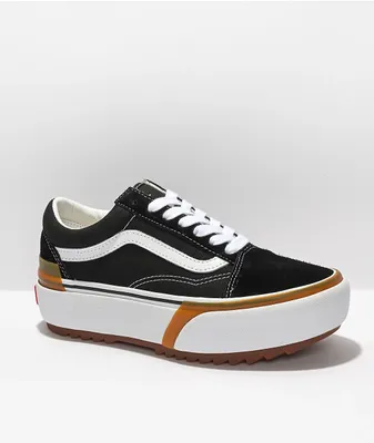 Vans Old Skool Stacked Black & White Platform Shoes