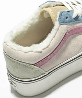 Vans Old Skool Stackform Blue & Pink Sherpa Platform Shoes