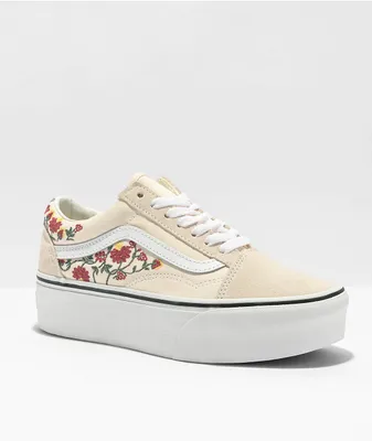 Vans Old Skool Stackform Floral Embroidery Platform Shoes