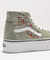 Vans Sk8-Hi Tapered Stackform Floral Embroidery Platform Shoes