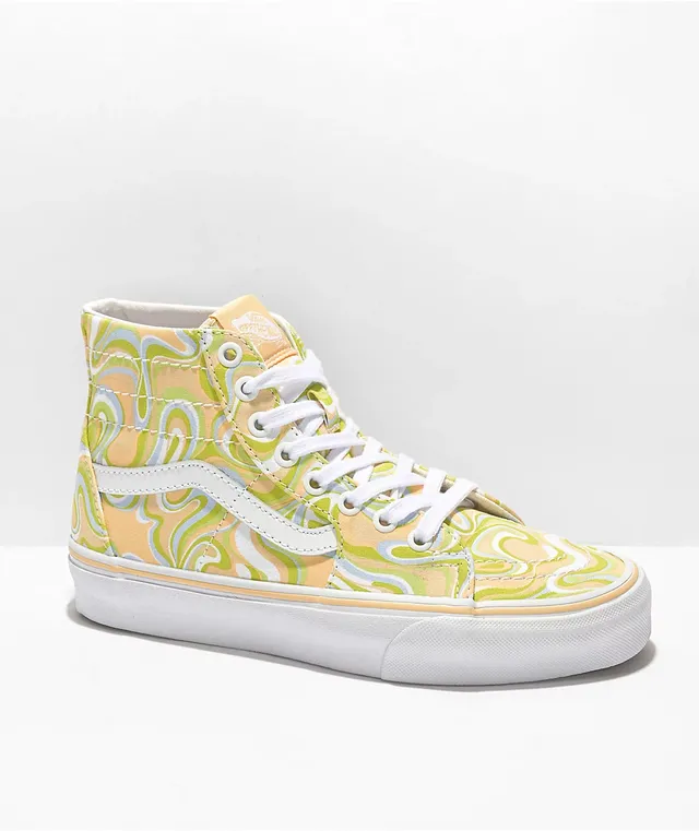 HOT Sk8 High Top Vans Lime Green Vans Sk8-Hi Tapered Swirl