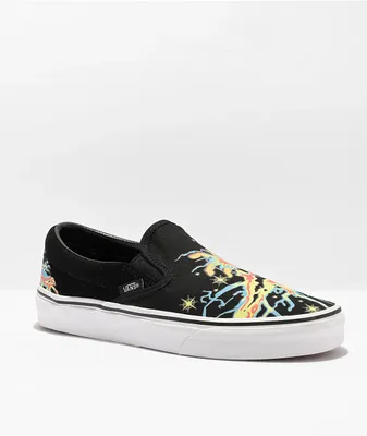 Vans Slip-On Glow Wizard Black & White Skate Shoes