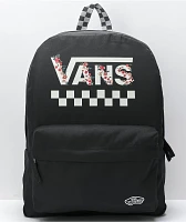 Vans Sporty Realm Black & Floral Checkerboard Backpack