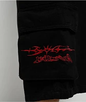 Vitriol Drained Ultra Wide Strap Cargo Black Shorts