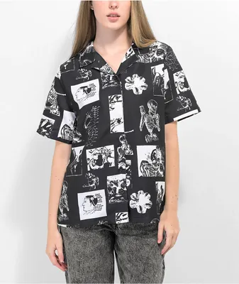 Vitriol Ziggy Black & White Short Sleeve Button Up Shirt